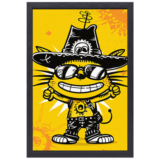 Coole Graffiti Kat met Zonnebril canvas met baklijst