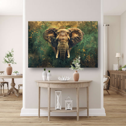 Mysterieus olifantenportret in rustieke stijl canvas met baklijst