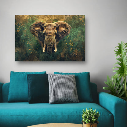 Mysterieus olifantenportret in rustieke stijl canvas met baklijst