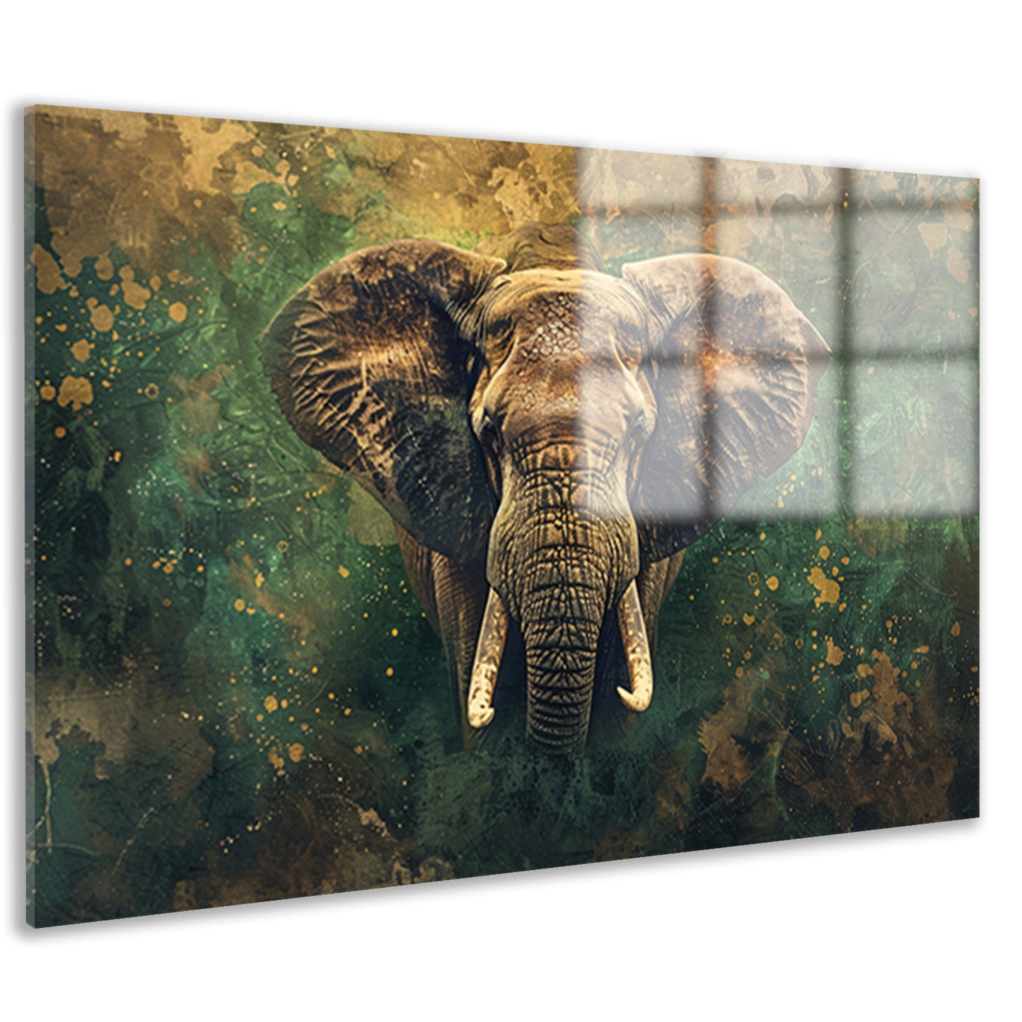 Mysterieus olifantenportret in rustieke stijl acrylglas