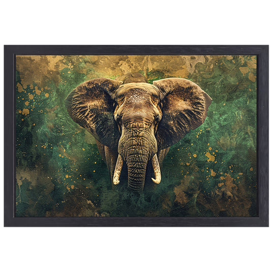 Mysterieus olifantenportret in rustieke stijl canvas met baklijst