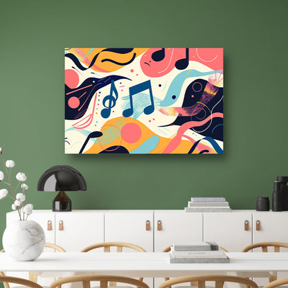 Abstracte kleurrijke muzieknotities in beweging acrylglas