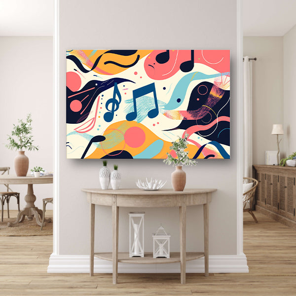 Abstracte kleurrijke muzieknotities in beweging acrylglas