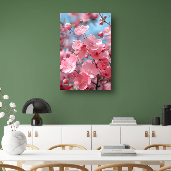 Zachtroze Bloesems in Lentezon canvas