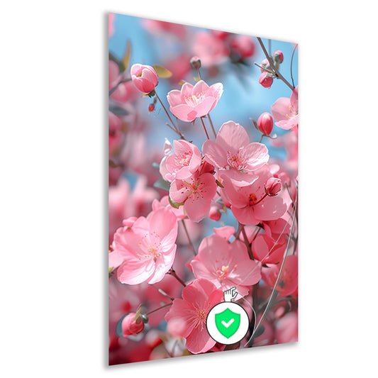 Zachtroze Bloesems in Lentezon poster