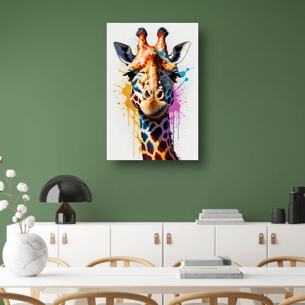 Modern kleurrijk giraffehoofd in popartstijl canvas