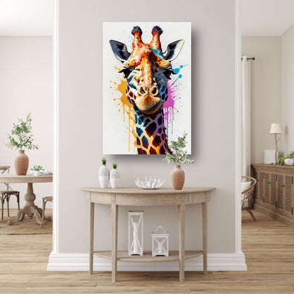 Modern kleurrijk giraffehoofd in popartstijl canvas