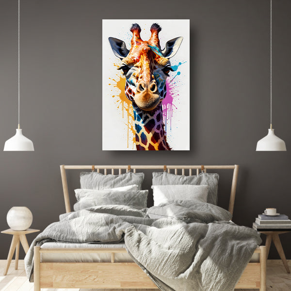 Modern kleurrijk giraffehoofd in popartstijl canvas