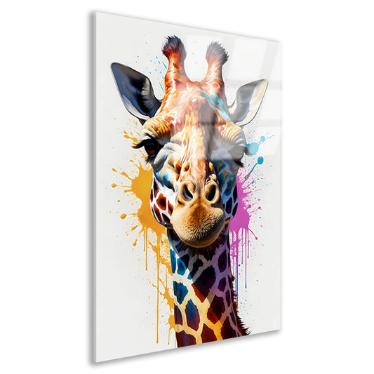 Modern kleurrijk giraffehoofd in popartstijl acrylglas