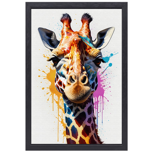 Modern kleurrijk giraffehoofd in popartstijl canvas met baklijst