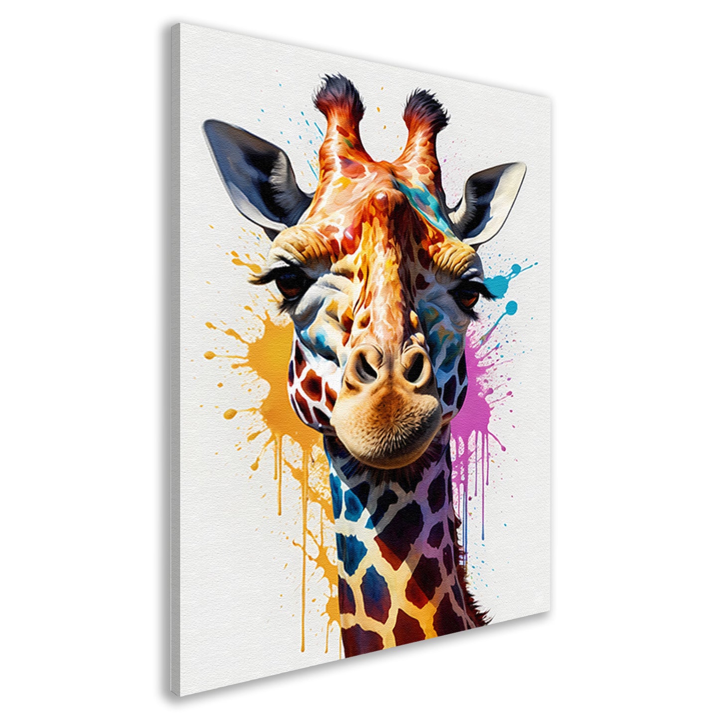 Modern kleurrijk giraffehoofd in popartstijl canvas