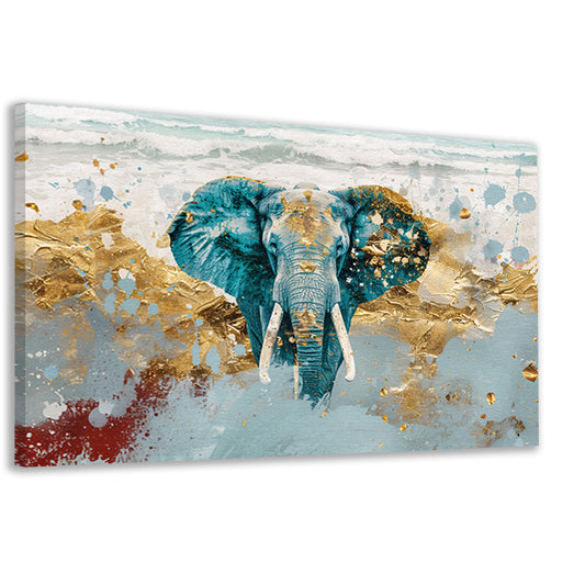 Dynamische abstracte olifant bij zee canvas