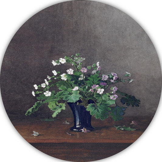 Vaas met bloemen - Léon Bonvin aluminium muurcirkel