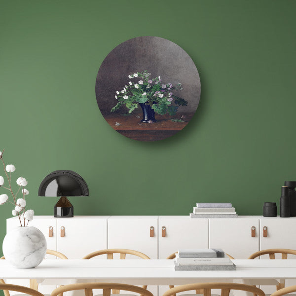 Vaas met bloemen - Léon Bonvin aluminium muurcirkel