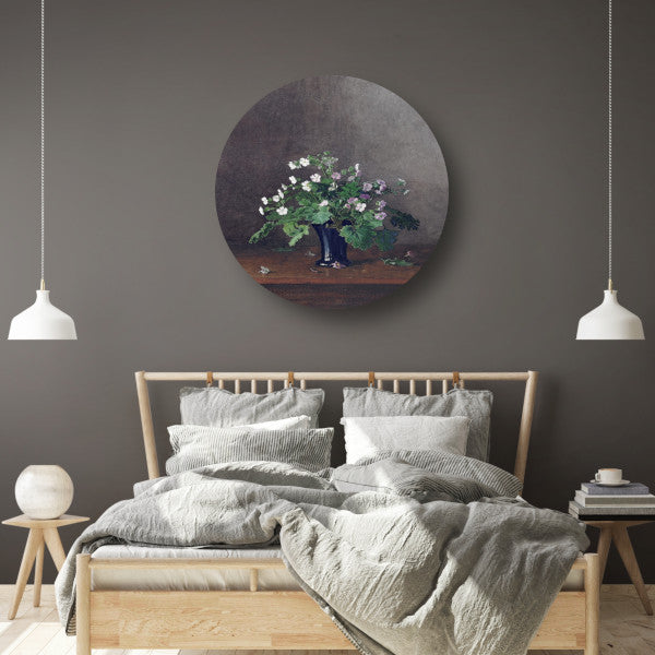 Vaas met bloemen - Léon Bonvin aluminium muurcirkel