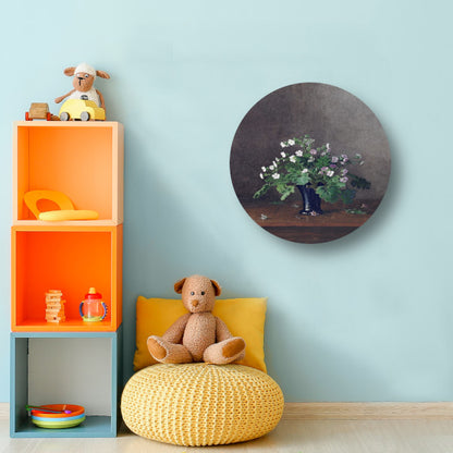 Vaas met bloemen - Léon Bonvin aluminium muurcirkel