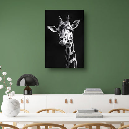 Zwart-wit portret van een giraffe canvas