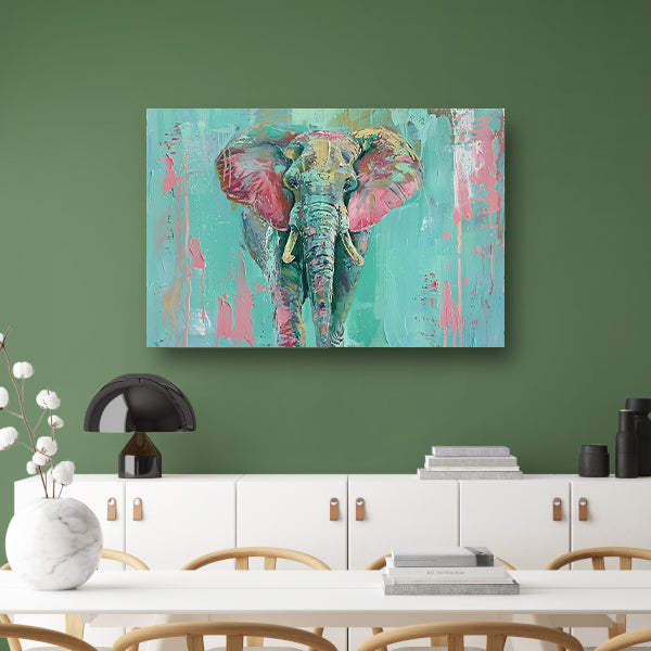 Abstract kleurrijk olifant schilderij op canvas acrylglas
