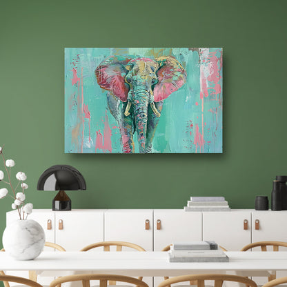 Abstract kleurrijk olifant schilderij op canvas acrylglas