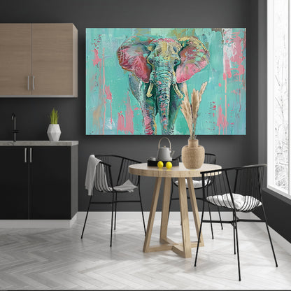 Abstract kleurrijk olifant schilderij op canvas acrylglas
