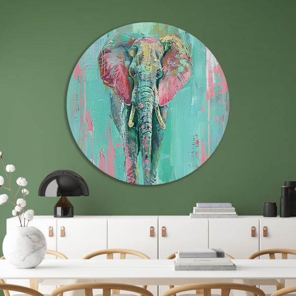Abstract kleurrijk olifant schilderij forex muurcirkel