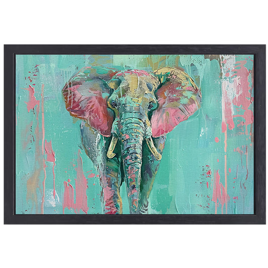 Abstract kleurrijk olifant schilderij op canvas canvas met baklijst