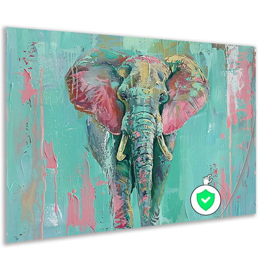 Abstract kleurrijk olifant schilderij op canvas poster