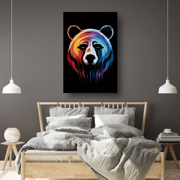 Kleurrijke abstracte beer kunstwerk schilderij poster