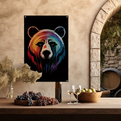 Kleurrijke abstracte beer kunstwerk schilderij tuinposter