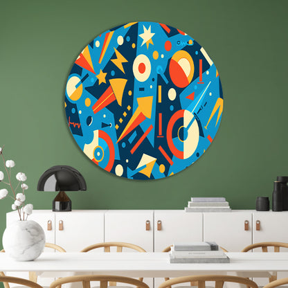 Kleurrijk abstract ontwerp met geometrische vormen aluminium muurcirkel