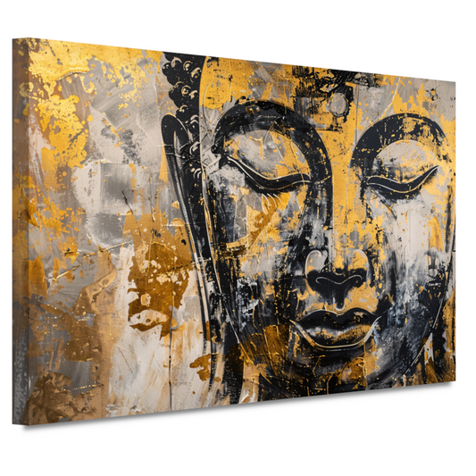 Boeddha in Goud en Zwart met Dynamische Texturen canvas