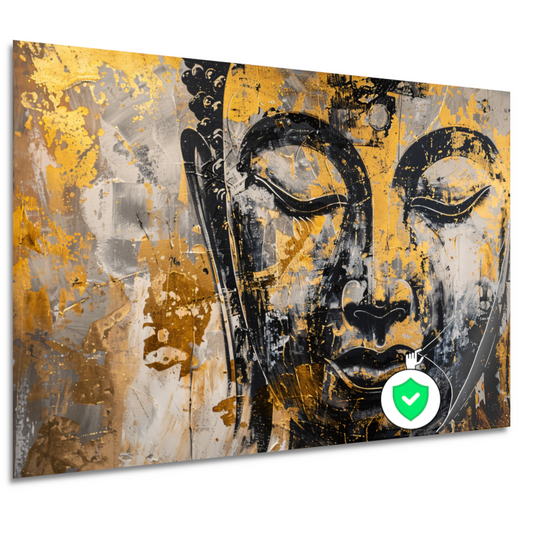 Boeddha in Goud en Zwart met Dynamische Texturen poster