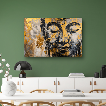 Boeddha in Goud en Zwart met Dynamische Texturen poster