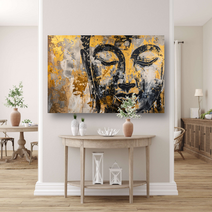 Boeddha in Goud en Zwart met Dynamische Texturen poster