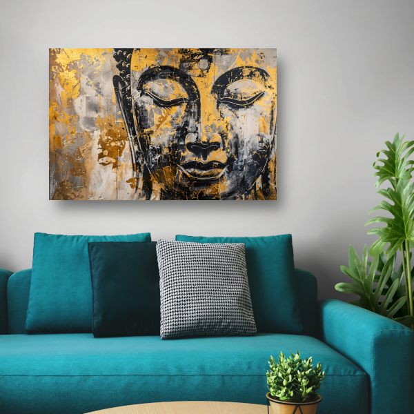 Boeddha in Goud en Zwart met Dynamische Texturen poster