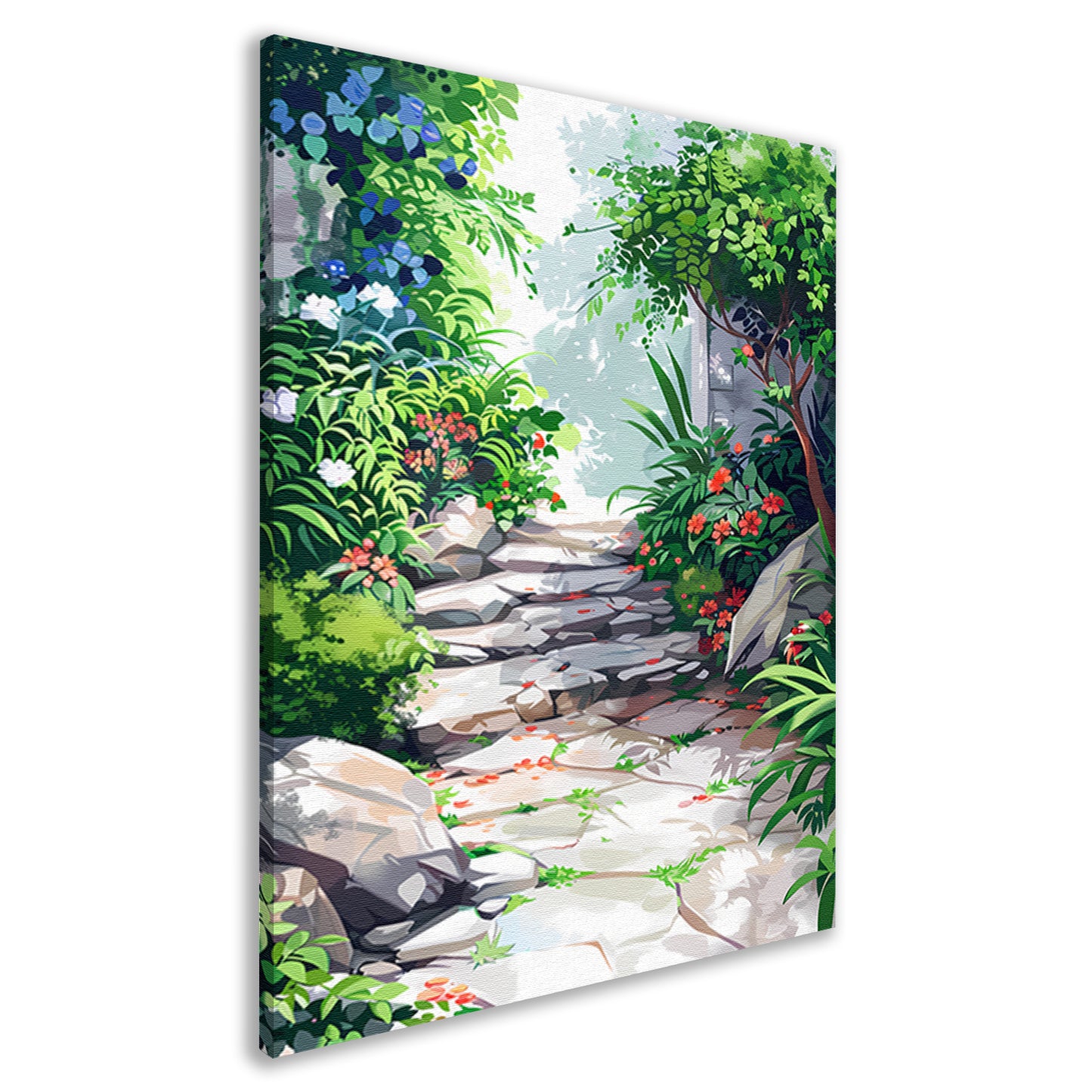 Stenen Pad in Bloeiende Tuin canvas