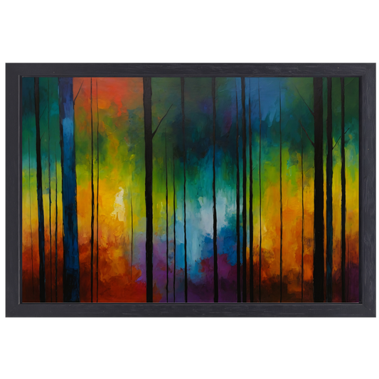 Betoverend Kleurrijk Impressionistisch Boslandschap canvas met baklijst