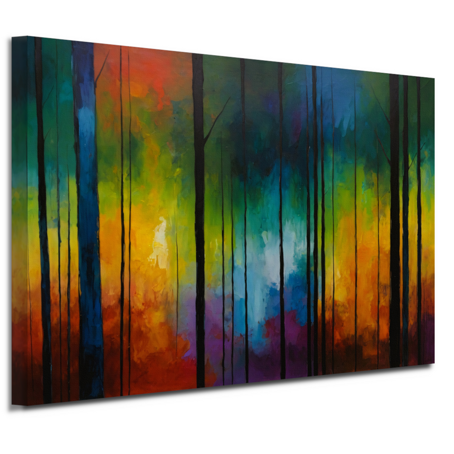 Betoverend Kleurrijk Impressionistisch Boslandschap canvas