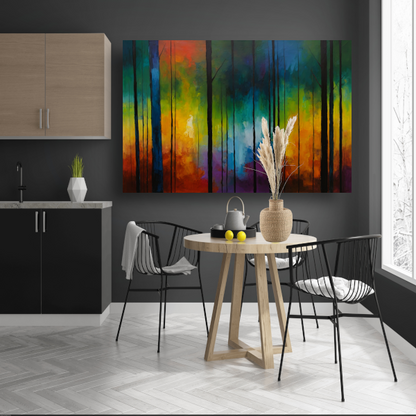 Betoverend Kleurrijk Impressionistisch Boslandschap canvas met baklijst