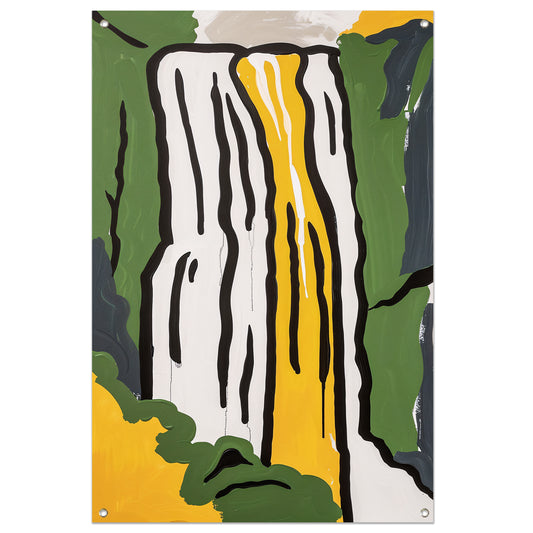 Abstracte schilderij van een waterval tuinposter