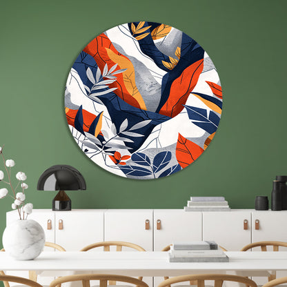 Abstract kunstwerk met kleurrijke bladeren forex muurcirkel