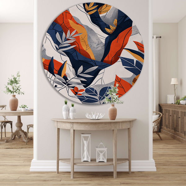 Abstract kunstwerk met kleurrijke bladeren forex muurcirkel