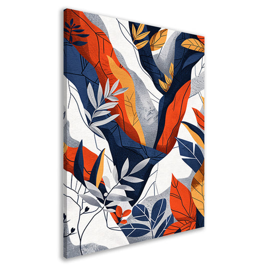 Abstract kunstwerk met kleurrijke bladeren canvas