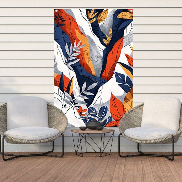 Abstract kunstwerk met kleurrijke bladeren tuinposter