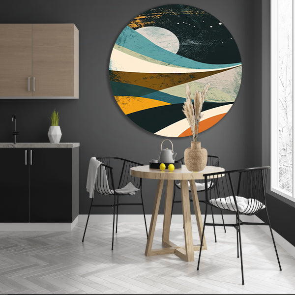 Abstract landschap met maan en sterren forex muurcirkel