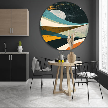 Abstract landschap met maan en sterren forex muurcirkel