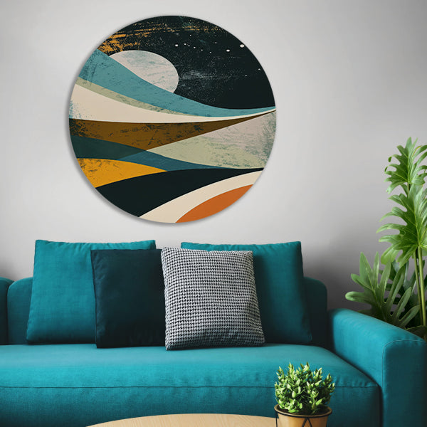 Abstract landschap met maan en sterren forex muurcirkel
