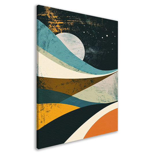 Abstract landschap met maan en sterren canvas