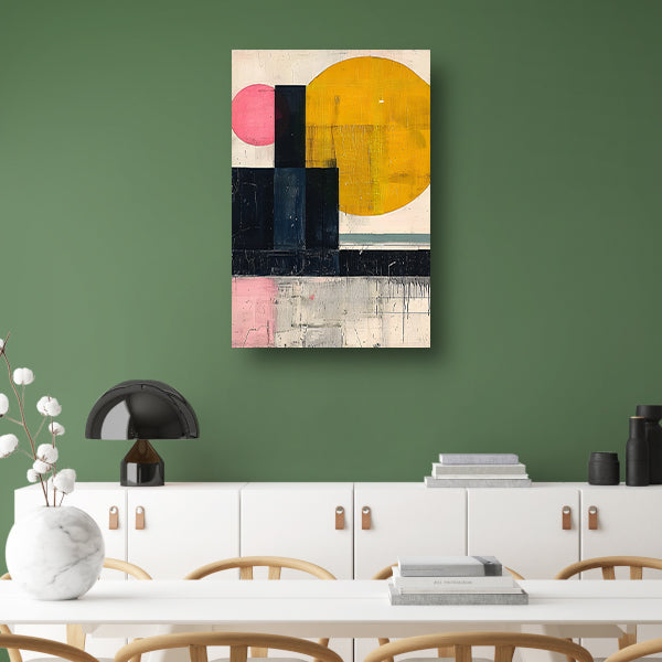 Geometrisch Abstract Kunstwerk met Vormen en Kleuren canvas