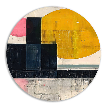 Geometrisch Abstract Kunstwerk met Vormen en Kleuren aluminium muurcirkel